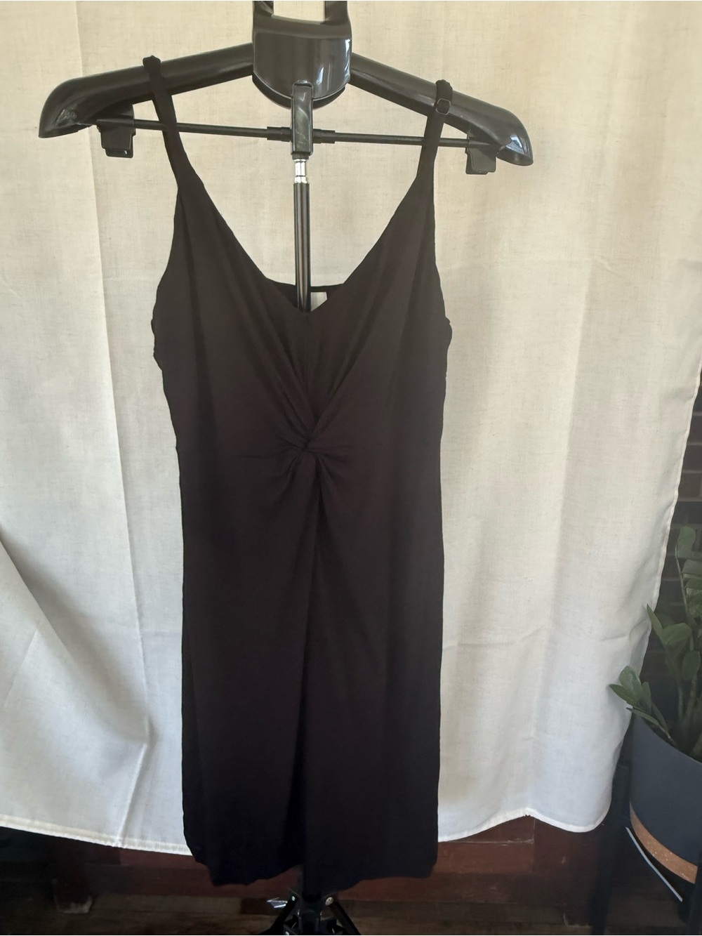 H&M Black Twist-Front Midi Slip Dress